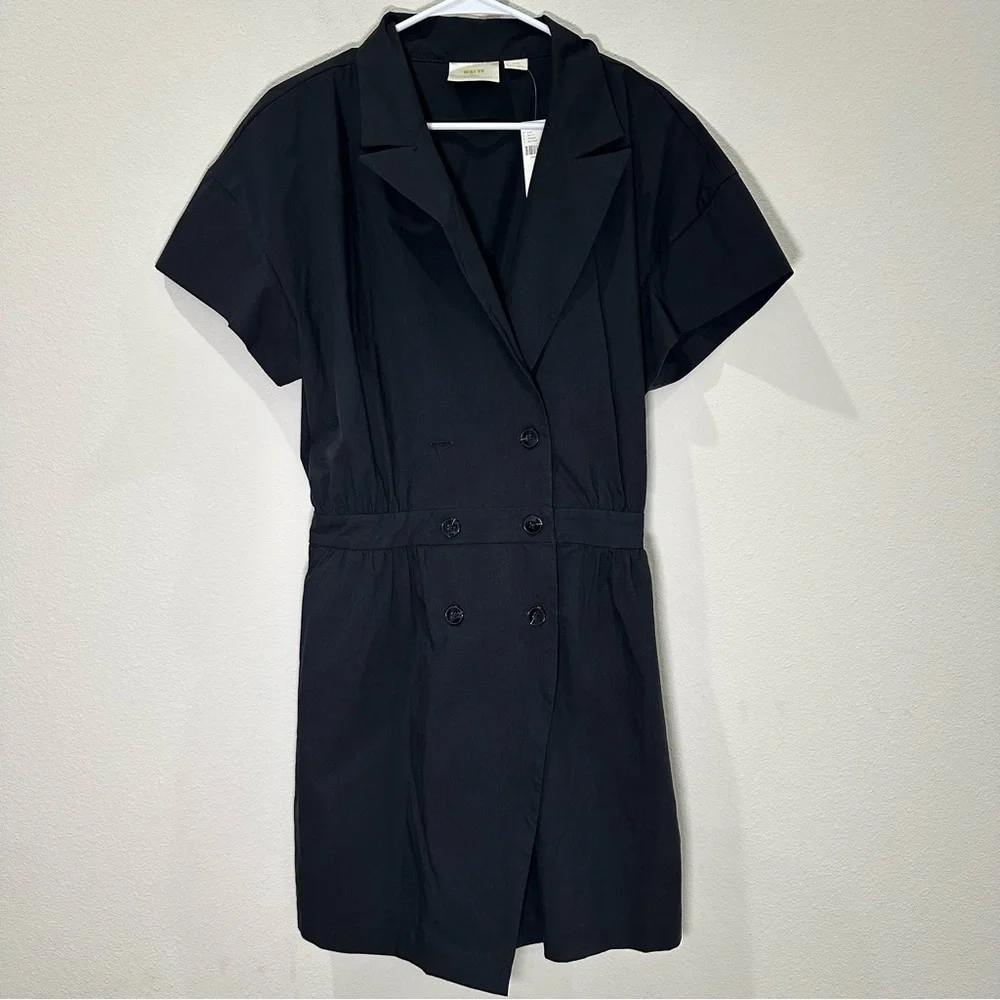 Maeve by Anthropologie Short-Sleeve Black Blazer Romper with Pockets NWT - Picture 2 of 14